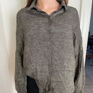 SESSUN Blouse Shirt Gold / Glitter Holidays Size S